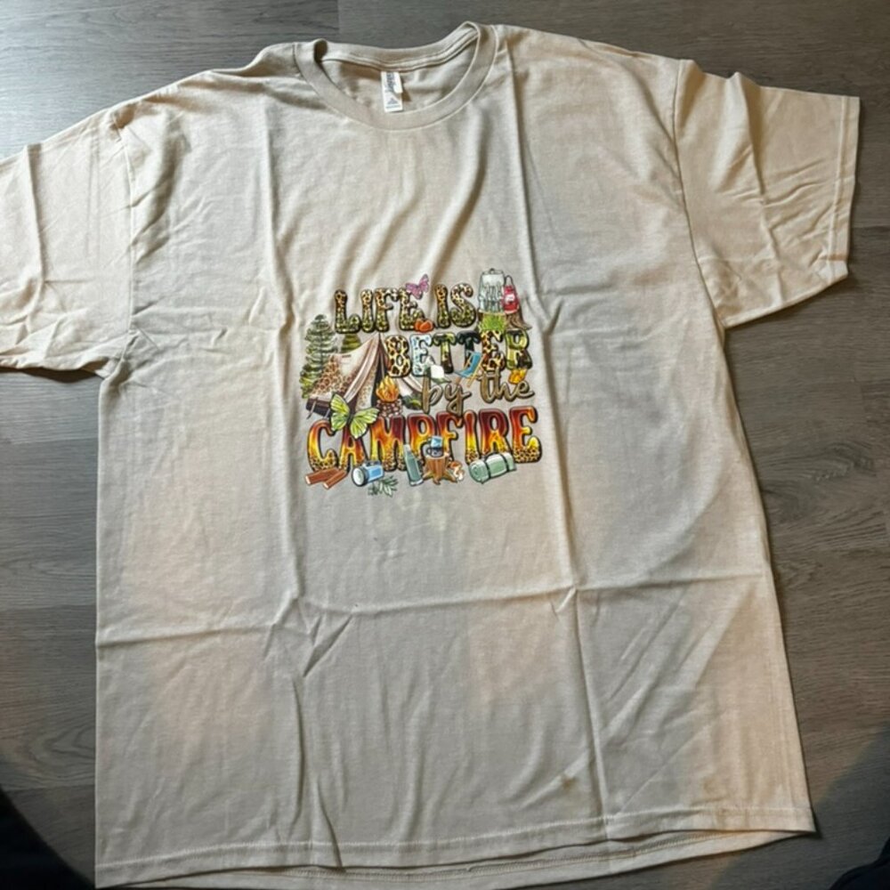 Beige, Life is betterby the campfire custom T-shirt